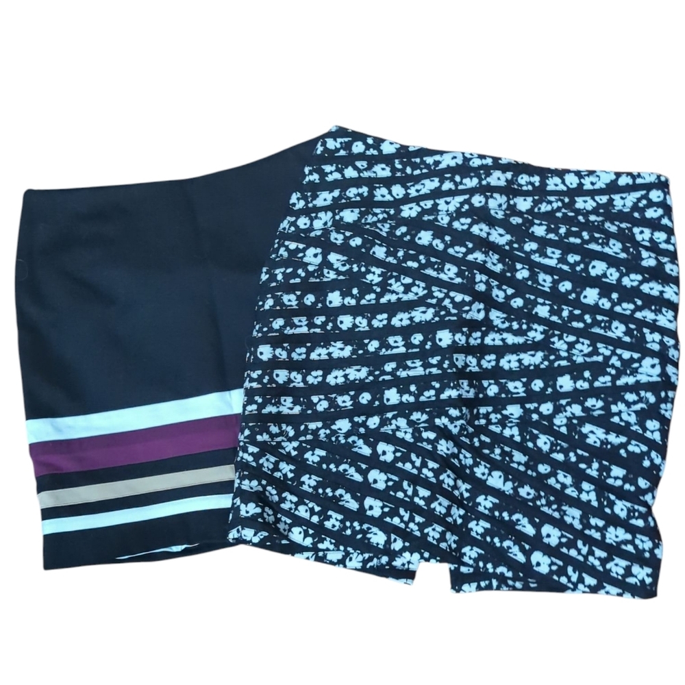 White House Black Market Womens Skirts Lot of‎ 2 Floral Burdundy Striped Size 6
